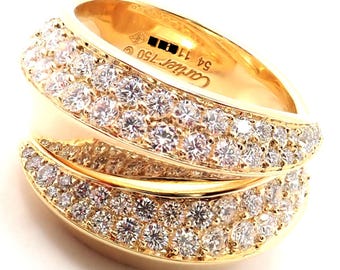 Authentic! Cartier Panthere Gryph 18k Yellow Gold 2.50ctw Diamond Band Ring