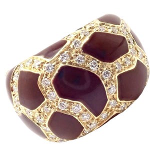Authentic! Roberto Coin Giraffe 18k Yellow Gold Enamel Diamond Ring