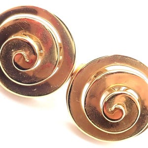 Authentic! Vintage BULGARI BULGARI 18k Yellow Gold Swirl Earrings