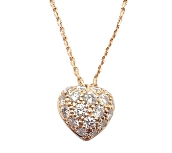 Authentic! Cartier Small Heart 18k Rose Gold Pave… - image 1