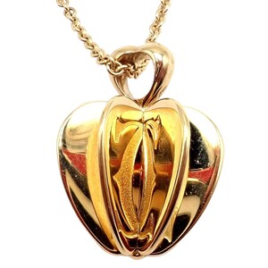 Raro! Collana con ciondolo a forma di mela 3D con doppia C in oro giallo 18k di Cartier