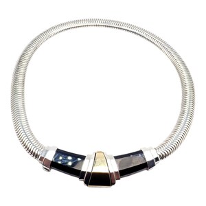 ¡Auténtico! Collar Art Déco Cartier vintage de oro amarillo de 18 quilates y plata con ónix
