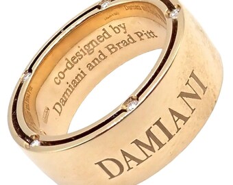 Authentic Damiani Brad Pitt 18k Yellow Gold 10 Diamond Wide
