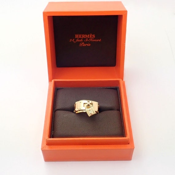 Rare! Authentic Vintage Hermes 18k Yellow Gold "H… - image 4