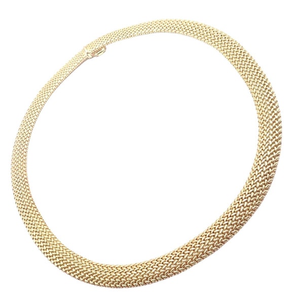 Authentic! Tiffany & Co 18k Yellow Gold Somerset Mesh Necklace