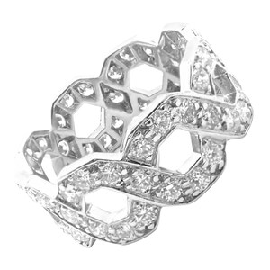 Authentic! Tiffany & Co Platinum Diamond Eternal Wide Link Band Ring Size 5.25