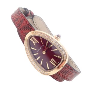 Bulgari 18k Rose Gold Diamond Tubogas Red Serpenti Snake Watch + Band + Tool