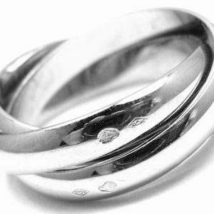Authentic! Cartier 18k White Gold Trinity Band Ring Size 53 US 6 1/4