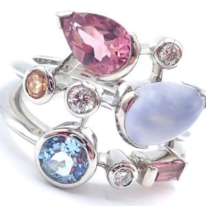 ¡Auténtico! Anillo Cartier Meli Melo de platino, turmalina, granate y diamantes