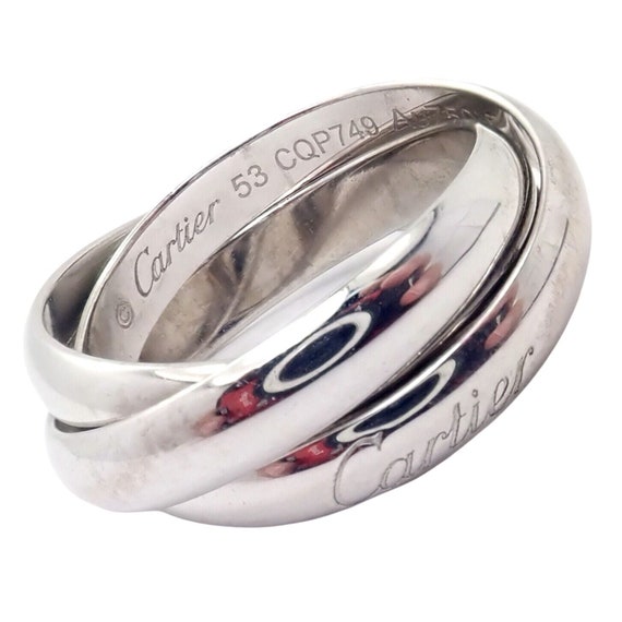 Authentic Cartier 18k White Gold Trinity Band Ring Size 53 US 6.25 Etsy
