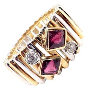 Rare! Authentic Van Cleef & Arpels 18k Yellow + White Gold Diamond Ruby Ring
