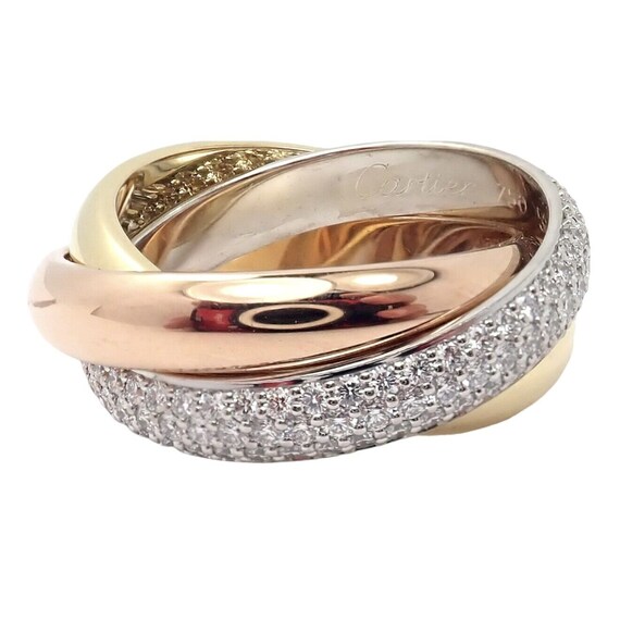 Authentic Cartier Trinity Classic Diamond 18k White Yellow Rose