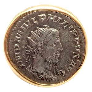 Rare! Bvlgari Bulgari 18k Gold Diamond Monete Antique Large Coin Signet Ring