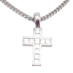 Autentico! Collana con croce di diamanti in oro bianco 18k Cartier