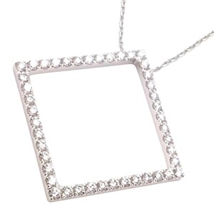 Authentic! Tiffany & Co 18k White Gold Diamond Square Necklace Belgium