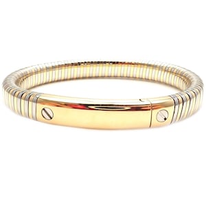 Authentic! Vintage Van Cleef & Arpels 18k Yellow Gold Steel Bangle Bracelet