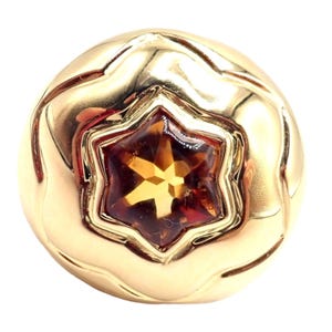 Authentic Bulgari Bvlgari 18k Yellow Gold Star Of David Shape Citrine Bombe Ring