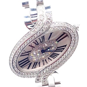 Authentisch! Cartier Delices de Cartier 18 Karat Weißgold Diamant Quarz Uhr 3380