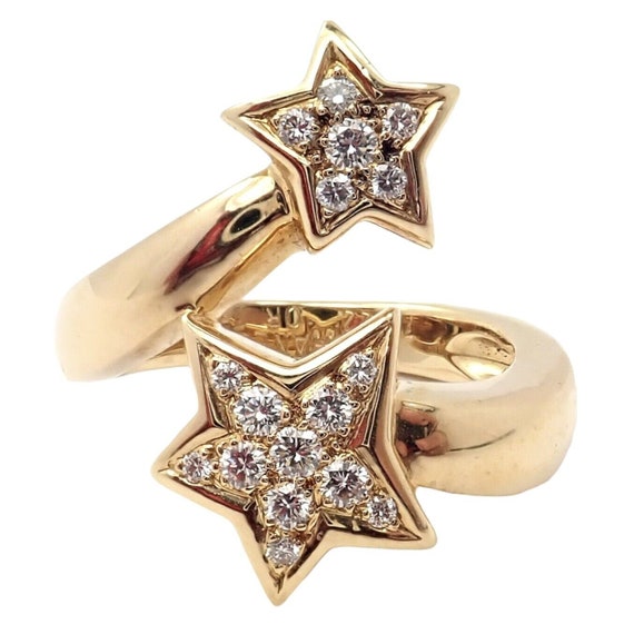 Authentic! Chanel Comete 18k Yellow Gold Star Dia… - image 1