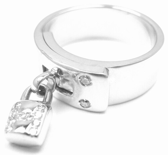 Authentic! Hermes 18k White Gold Diamond "H" Lock… - image 3