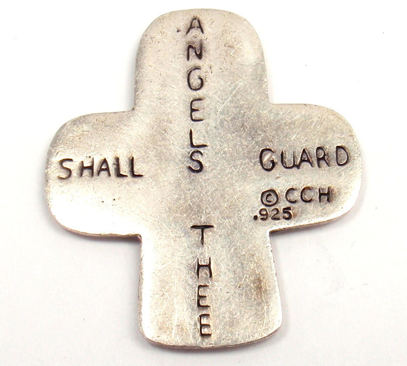 Cch sterling silver 925 guardian angel pocket cross token Etsy