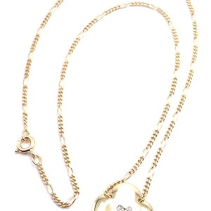 Authentic! Vintage Cartier 18k Yellow Gold Diamond Heart Clover Pendant Necklace