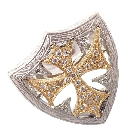 ランキング2025 Yellow White 18k Rodkin Loree Authentic Gold Cross Diamond アクセサリー
