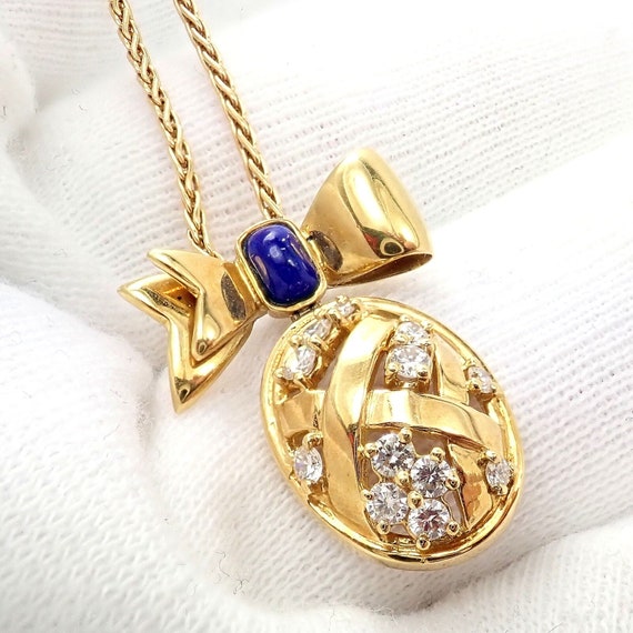 Authentic! Christian Dior 18k Yellow Gold Lapis D… - image 3