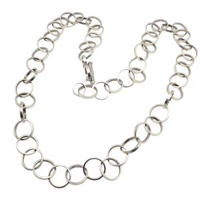 Rare! Tiffany & Co Picasso Sterling Silver Circle Link Long 34" Circle Necklace