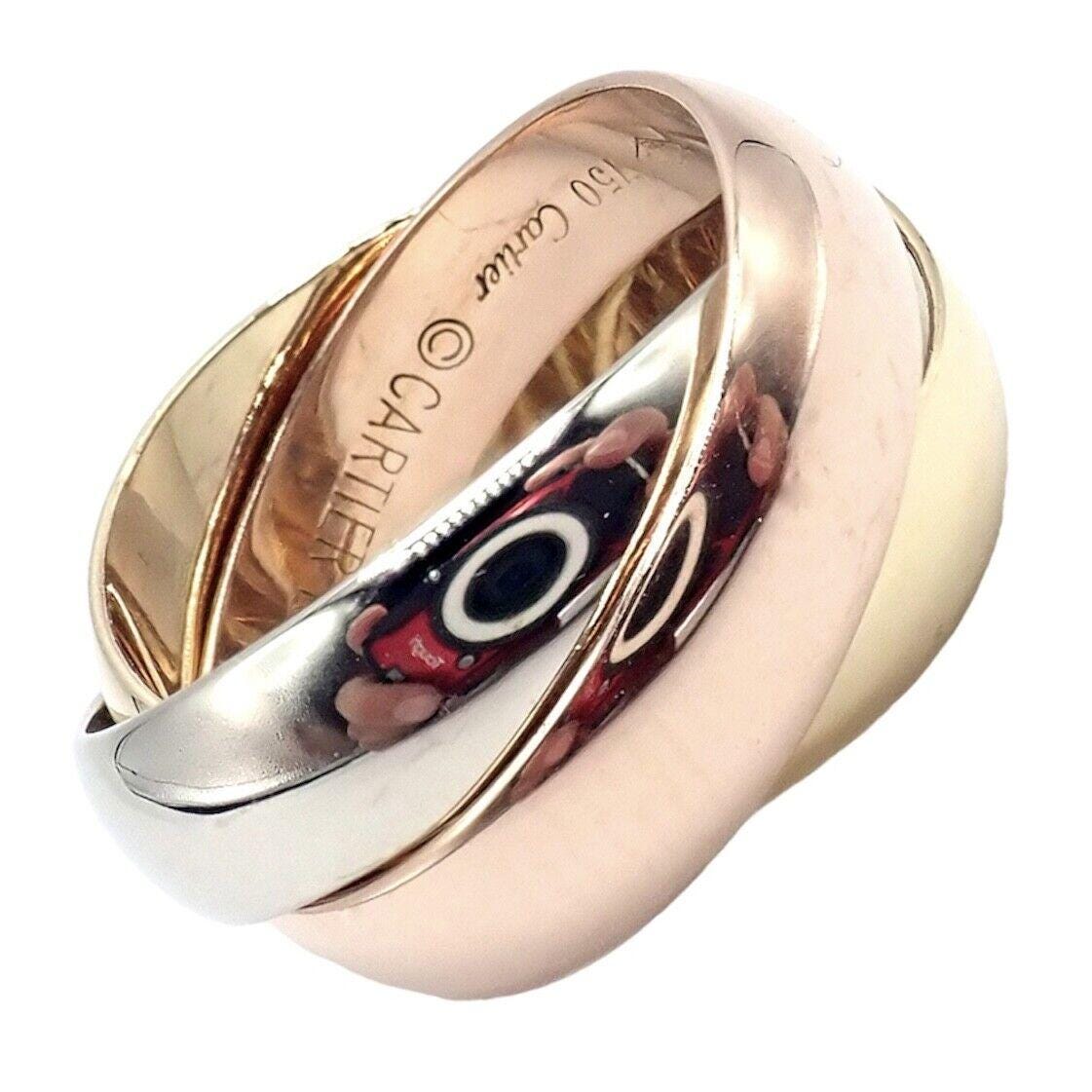 本物！カルティエ トリニティ 18K トリコロールゴールド ワイドバンド