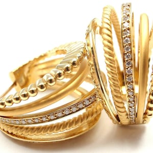 New! Authentic Carrera Y Carrera Melodia 18k Yellow Gold Diamond Hoop Earrings