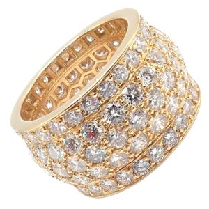 Authentic! Cartier Nigeria 18k Yellow Gold Diamond Wide Band Ring Size 53