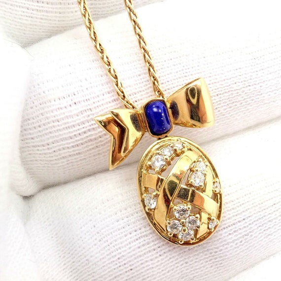 Authentic! Christian Dior 18k Yellow Gold Lapis D… - image 6