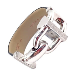 Authentic! Van Cleef & Arpels 18K White Gold Diamond Cadenas Alligator Watch
