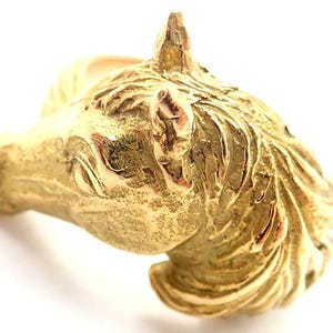 Authentic! Vintage Hermes 18K Yellow Gold Horse Band Ring