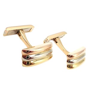 Rare! Vintage Authentic Cartier Trinity 18k Tri-Color Gold Cufflinks