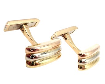 Rare! Vintage Authentic Cartier Trinity 18k Tri-Color Gold Cufflinks