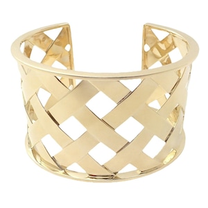 Rare! Authentic Verdura 18k Yellow Gold Criss Cross Wide Cuff Bracelet