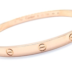 ¡Auténtico! Pulsera Cartier Love de oro rosa de 18 quilates, talla 21.