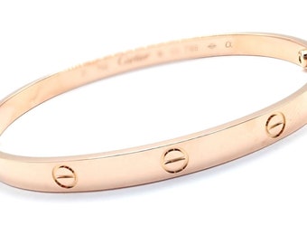 Authentic! Cartier 18k Rose Gold Love Bangle Bracelet Size 21 Paper