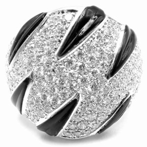 Autentico Cartier Panther Panthere Claw Anello in oro bianco 18k con diamanti e onice Misura 53