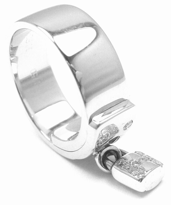 Authentic! Hermes 18k White Gold Diamond "H" Lock… - image 4