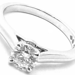 Authentic! Cartier Platinum .40ct VVS1/G Diamond Solitaire Engagement Ring