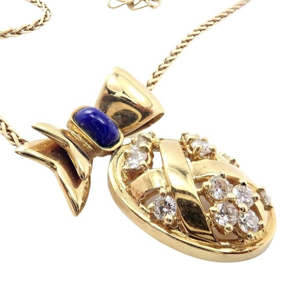 Authentic! Christian Dior 18k Yellow Gold Lapis D… - image 9