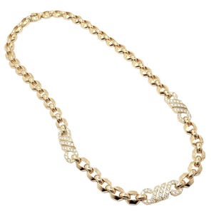 Authentique ! Collier vintage Fox Trot en or jaune 18 carats et diamants Cartier, années 1980