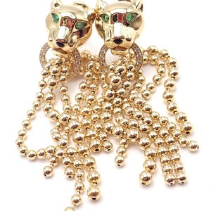 ¡Auténticos! Pendientes Cartier Panthere de oro de 18 quilates con diamantes y ónix tsavorita.