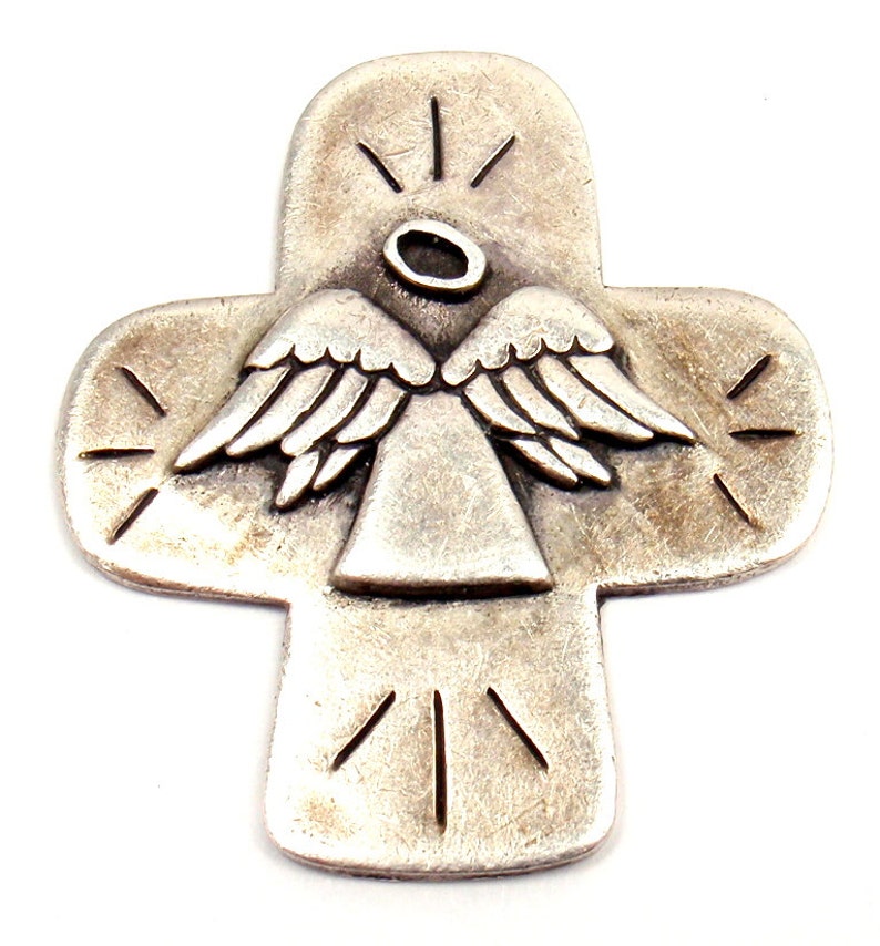 Cch sterling silver 925 guardian angel pocket cross token Etsy