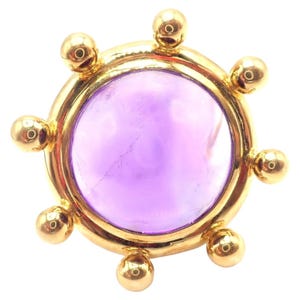 Authentic! Tiffany & Co Paloma Picasso 18k Yellow Gold Large Amethyst Pin Brooch