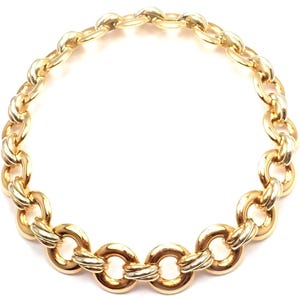 Rare! Authentic Cartier Trinity 18k Multi Color Gold Round Link Necklace
