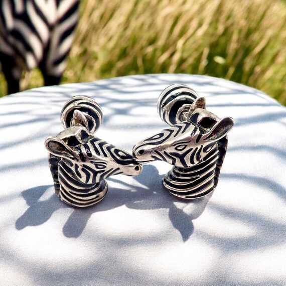 Vintage Tiffany & Co. Silver Black Enamel Zebra Cufflinks - Etsy
